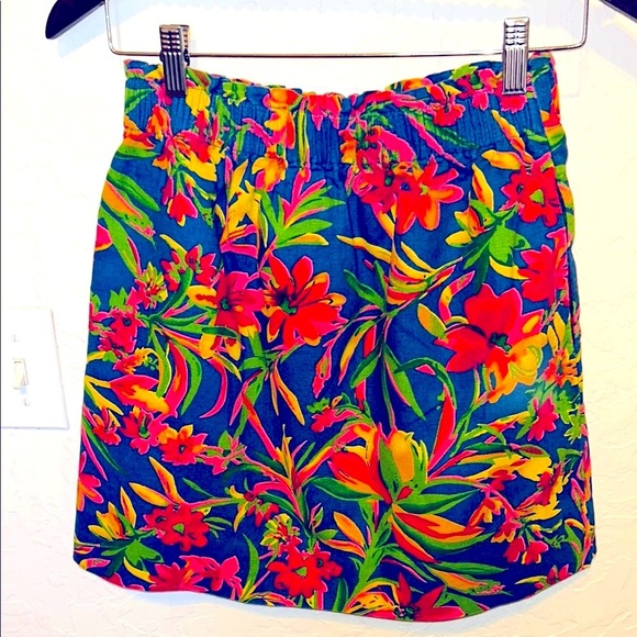 J.CREW Cotton/Linen Pink Blue Red Yellow & Green Floral Print Mini Skirt Sz 2💐🌺🌷 - Picture 5 of 16